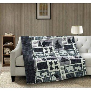 Plaid Forest Quilted Throw Blanket 50 x 60 inch Virah Bella Collection